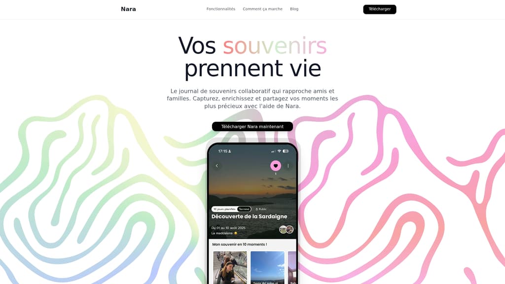 Application Nara — journal de souvenirs partagé en famille
