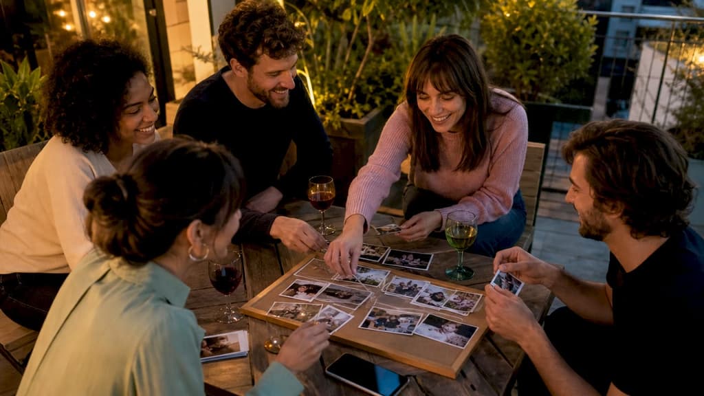 Un groupe d’amis en train d’immortaliser un moment avec une photo ou une vidéo