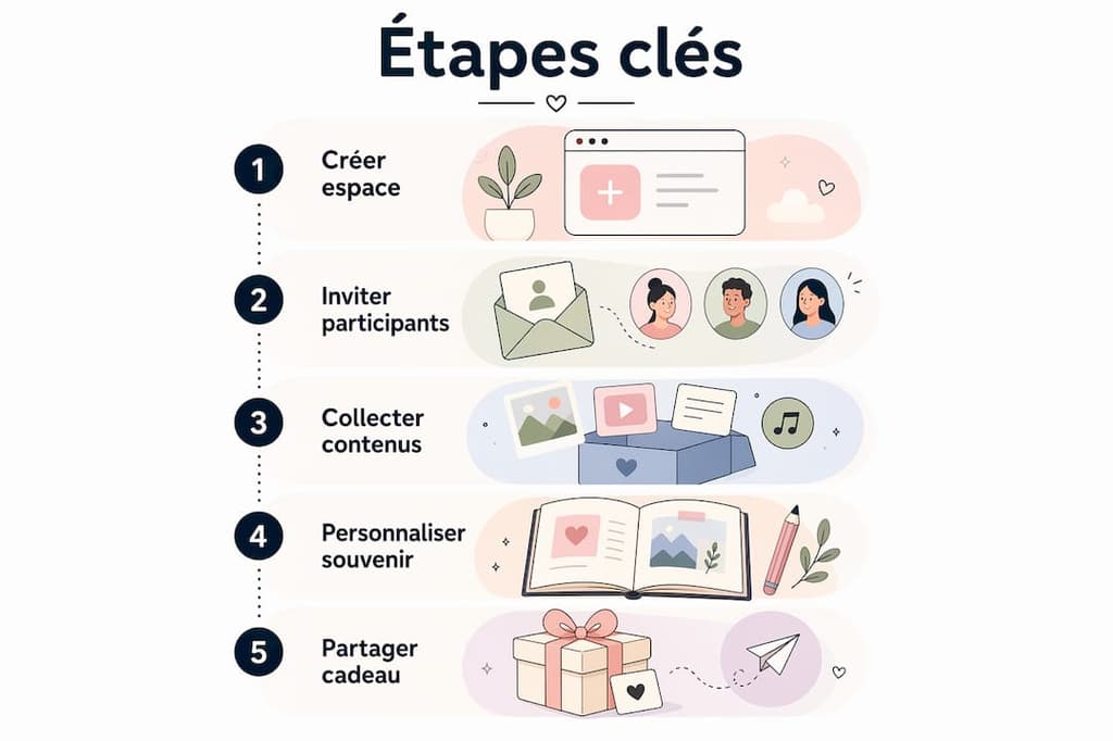 Découvrez, en un coup d’œil, les différentes étapes pour réaliser un souvenir numérique inoubliable grâce à cette infographie.