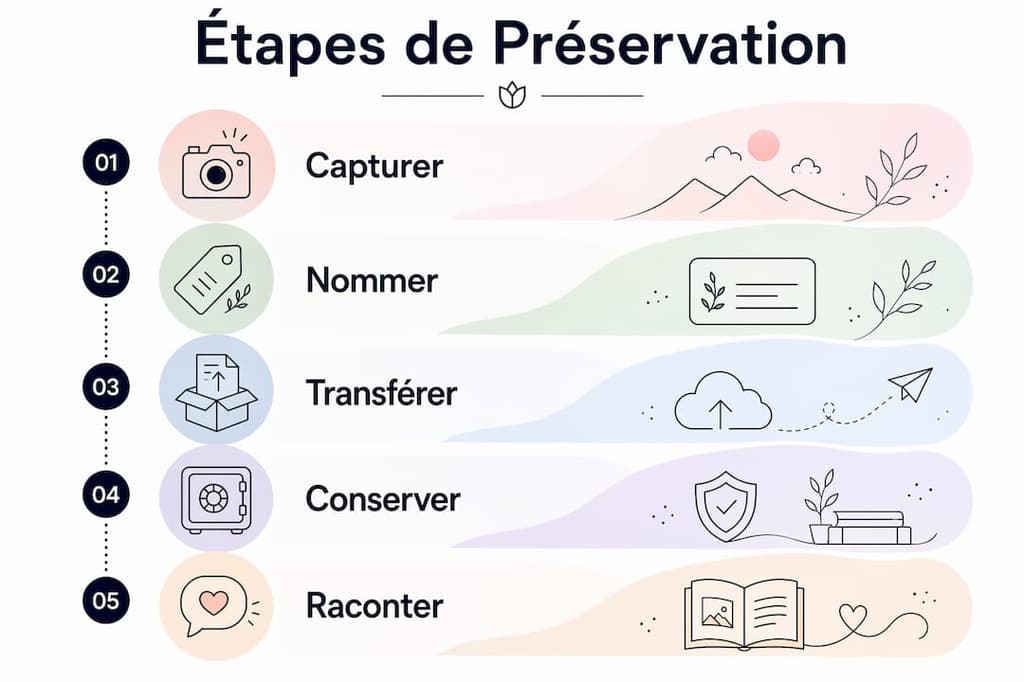 Les grandes étapes pour conserver un souvenir précieux, présentées en infographie