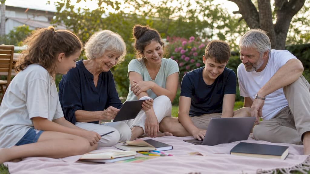 Une famille qui crée ensemble un journal numérique collaboratif