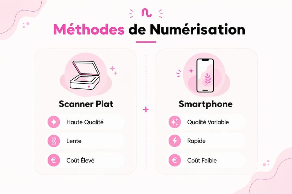 Comparatif des différentes techniques de numérisation présenté sous forme d’infographie