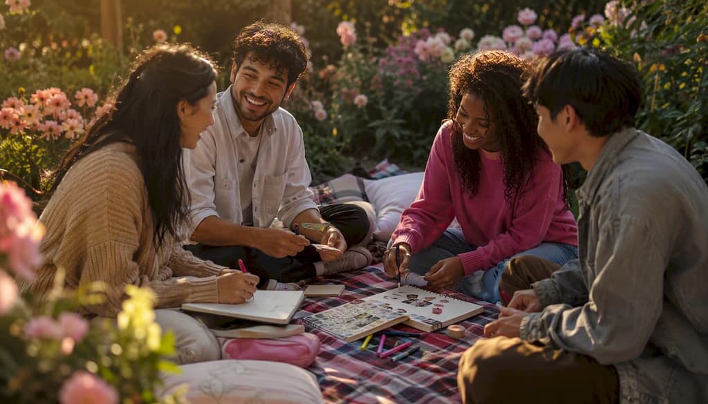 Entre amis, on prend le temps de remplir notre carnet de voyage en plein air, en partageant souvenirs et anecdotes autour d’une belle aventure.