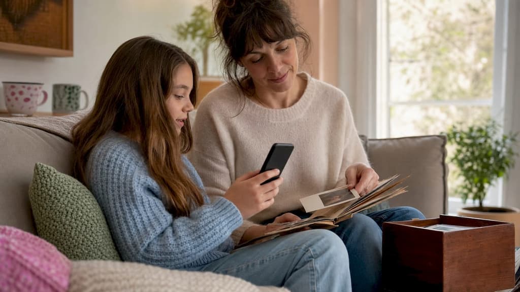 Une famille qui crée ensemble un journal multimédia