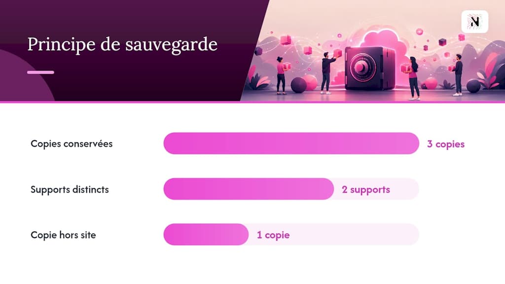 Sauvegarde et pérennité : le principe 3-2-1 appliqué à vos souvenirs — overview diagram