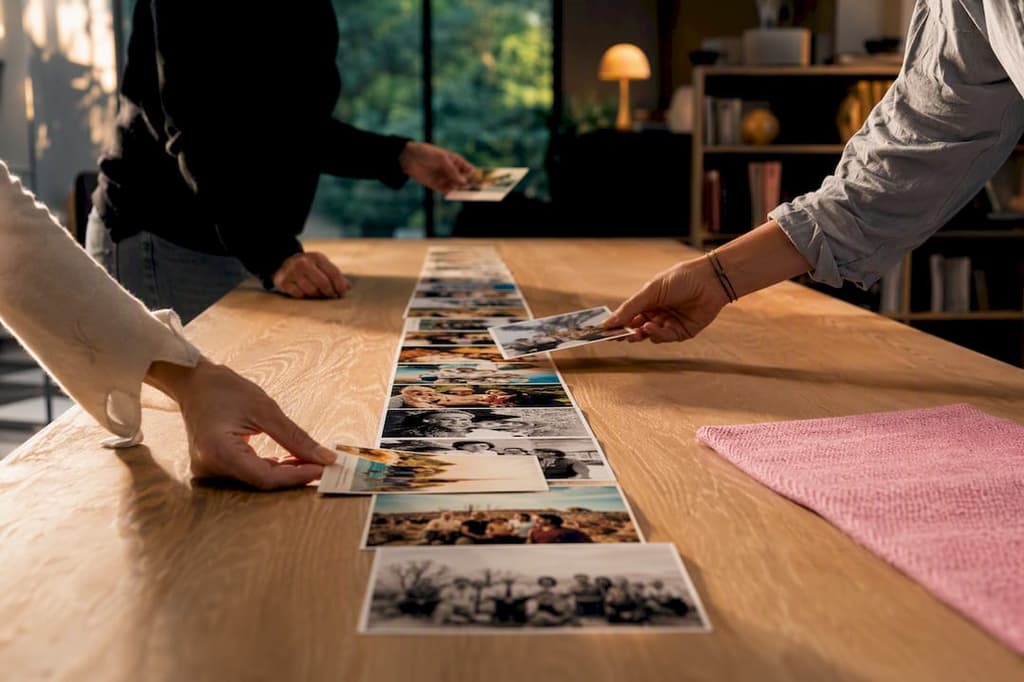 Frise photo complétée par plusieurs membres de la famille