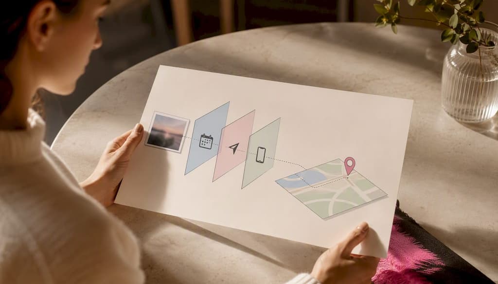 Illustration du lien entre une photo et ses coordonnées GPS