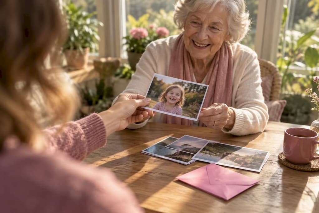Grand-parent recevant une photo de famille
